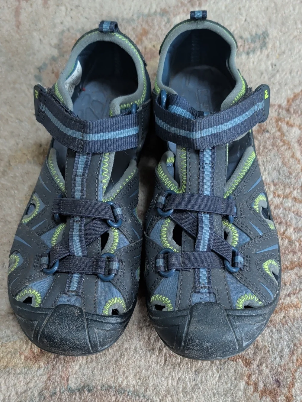 Merrell Kids Navy and Lime Hydro Closed-Toe Water Sandals